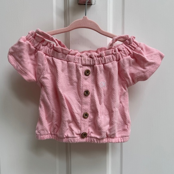 Calvin Klein Jeans Other - Calvin Klein Jeans 2T Girls Pink Cold Shoulder off Shoulder Short Sleeve Blouse